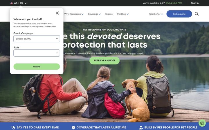 Screenshot of trupanion.com