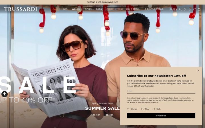 Screenshot of trussardi.com