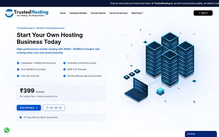 Screenshot of trustedhosting.in
