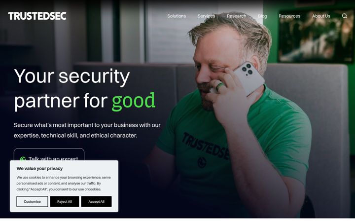 Screenshot of trustedsec.com