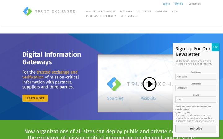 Screenshot stránky trustexchange.com