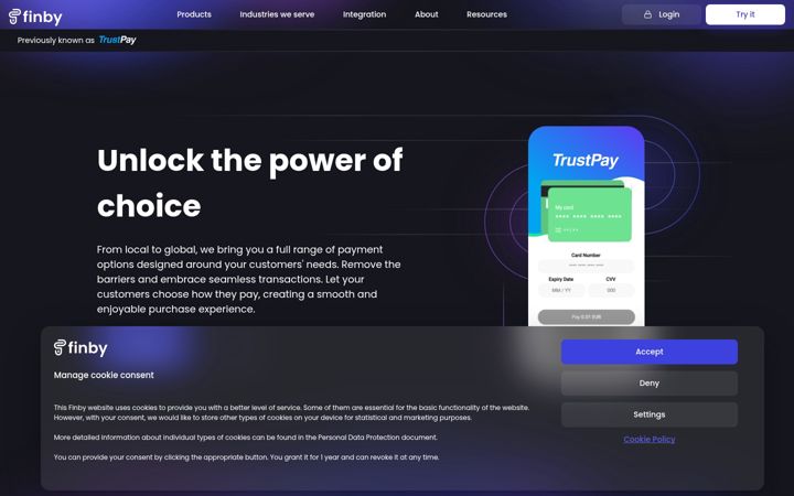 Skärmbild av trustpay.eu