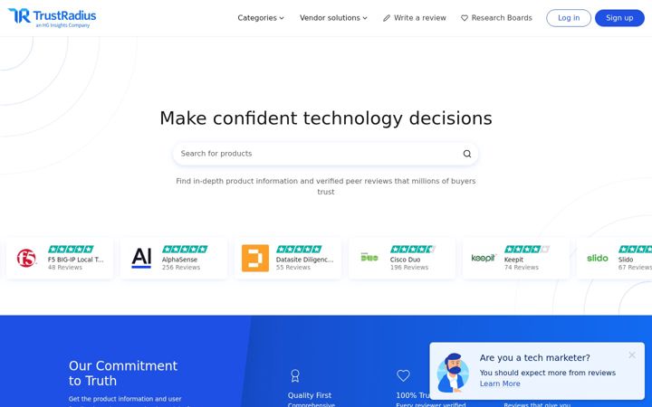 Screenshot van trustradius.com