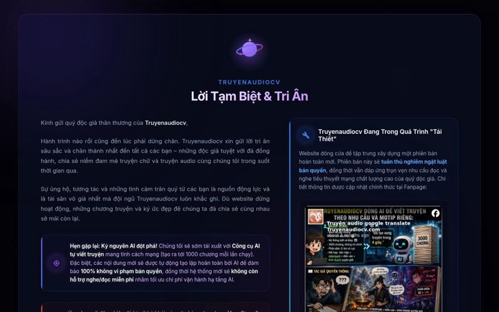 Screenshot of truyenaudiocv.org