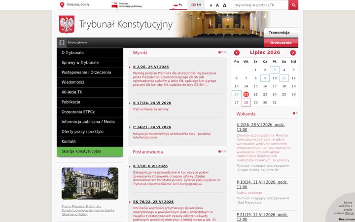 Screenshot of trybunal.gov.pl