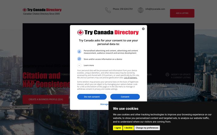 Screenshot του trycanada.com