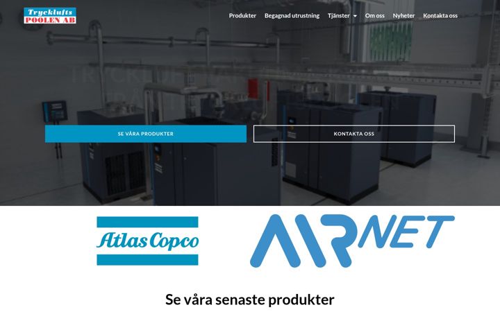 Screenshot stránky tryckluftspoolen.se