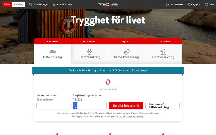 Screenshot of trygghansa.se