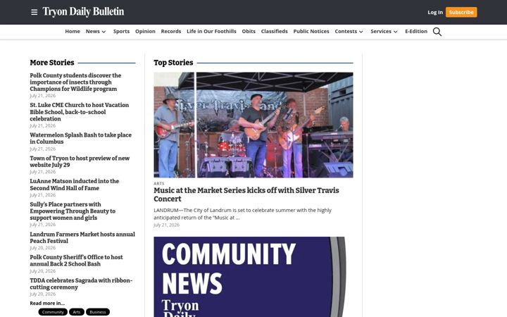 Screenshot of tryondailybulletin.com
