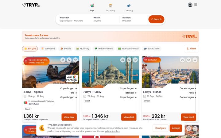 Screenshot of tryp.com
