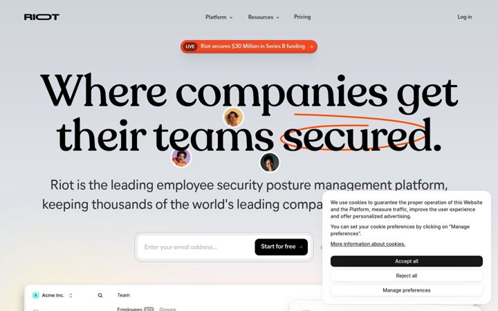 Screenshot of tryriot.com