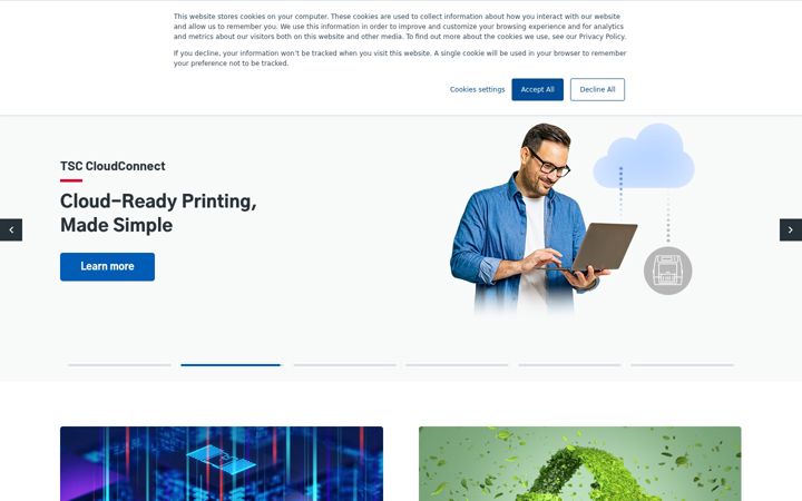 Captură de ecran a tscprinters.com