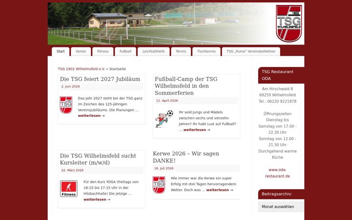 Screenshot of tsg-wilhelmsfeld.de