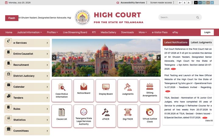 Screenshot of tshc.gov.in