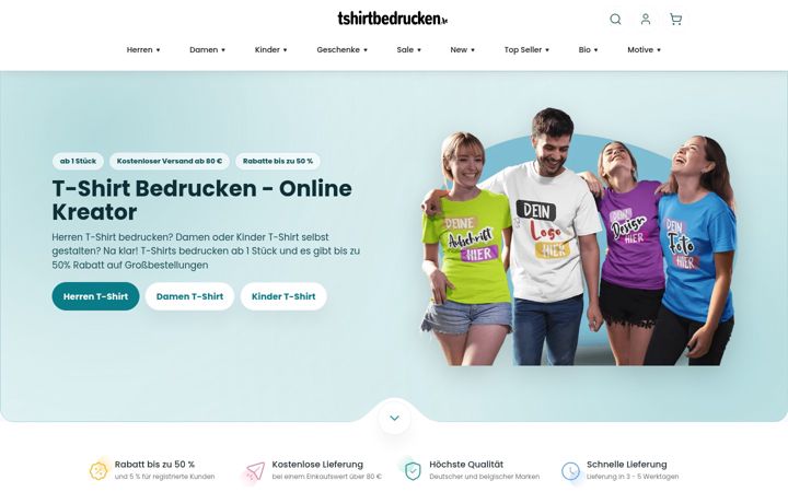 Screenshot of tshirtbedrucken.de