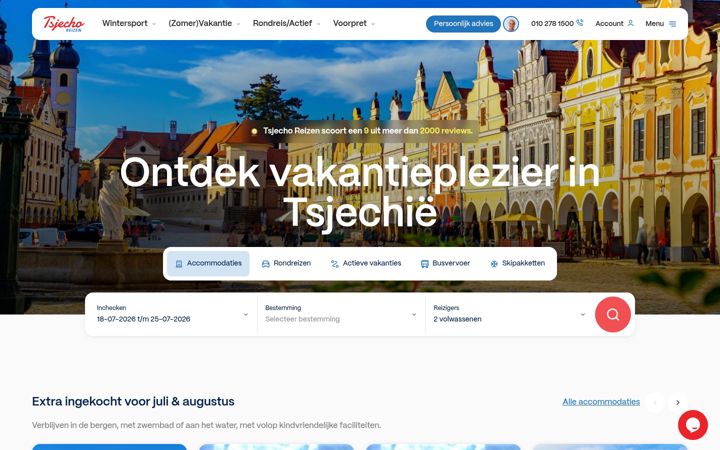 Screenshot of tsjechoreizen.nl