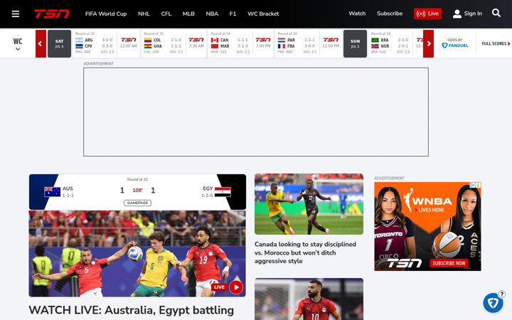 Екранна снимка на tsn.ca