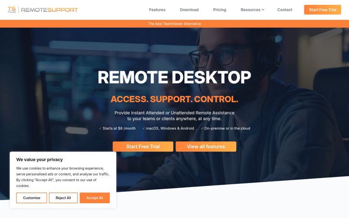 Screenshot of tsplus-remotesupport.com
