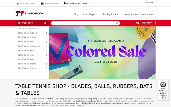 Screenshot of tt-shop.com