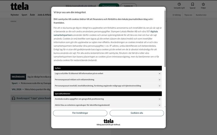 Screenshot of ttela.se