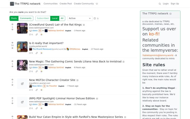 Kuvakaappaus sivustosta ttrpg.network