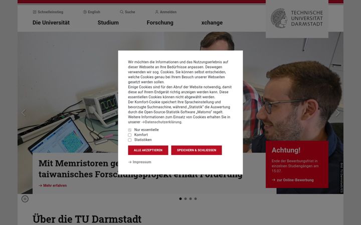 Skærmbillede af tu-darmstadt.de