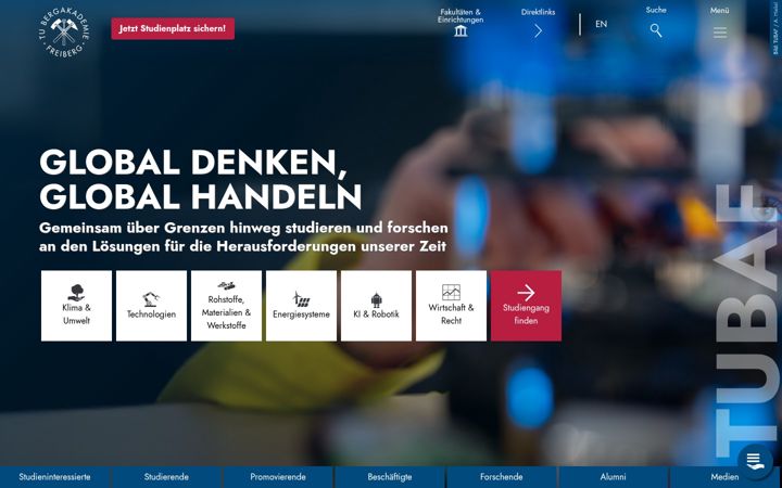 Screenshot van tu-freiberg.de