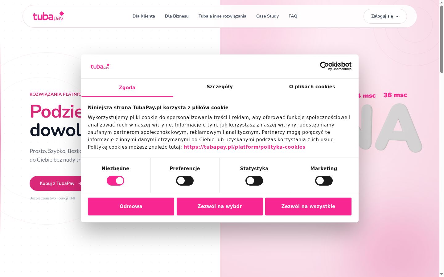 Capture d'écran de la bannière de consentement affichée avant toute interaction