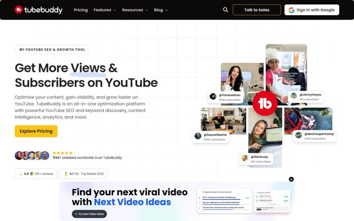 Screenshot του tubebuddy.com