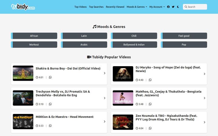 Screenshot of tubidy.mobi