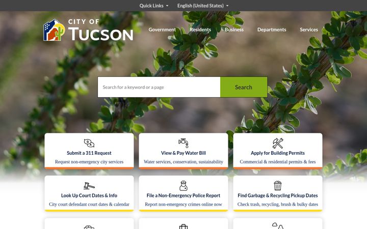 Screenshot of tucsonaz.gov