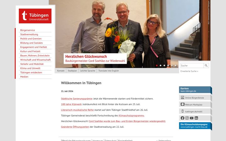 Snímek obrazovky tuebingen.de