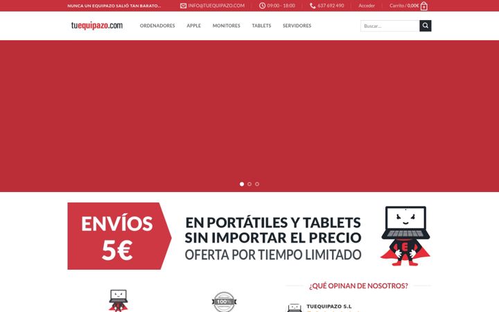 Snímek obrazovky tuequipazo.com
