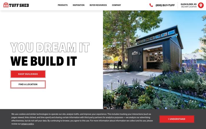Screenshot of tuffshed.com