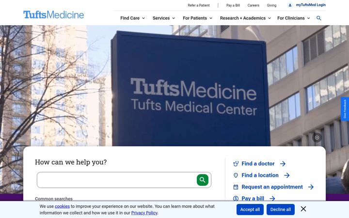 Screenshot ta' tuftsmedicalcenter.org