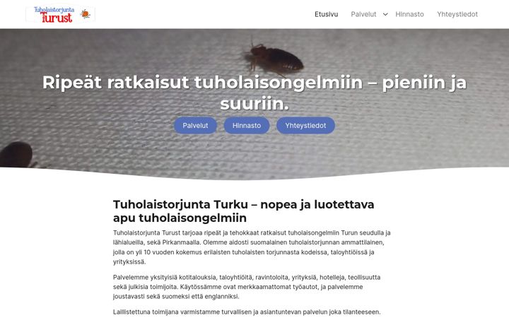 Skärmbild av tuholaistorjuntaturust.fi