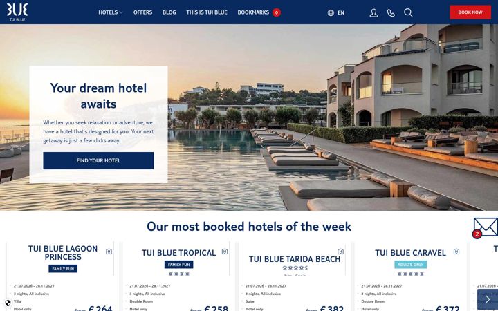 Screenshot of tui-blue.com