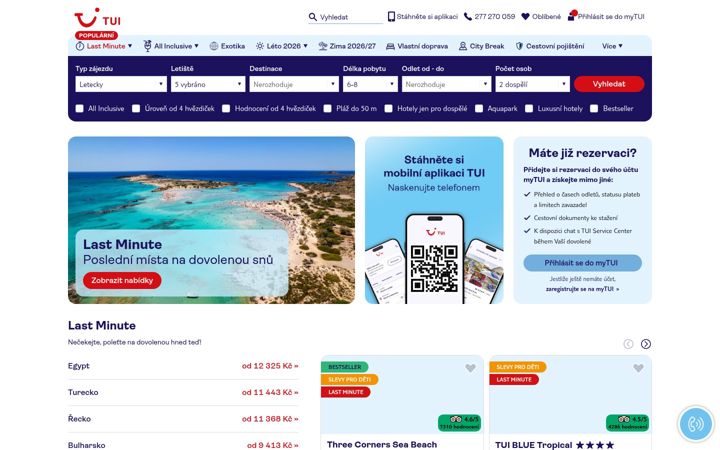 Screenshot of tui.cz