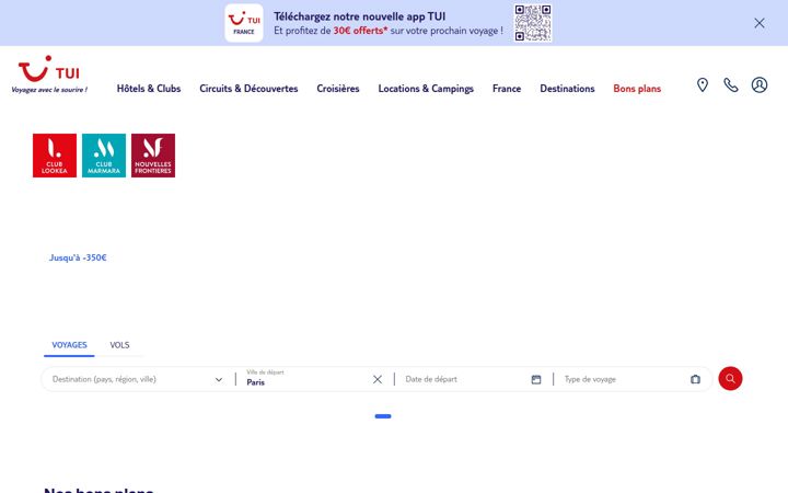 Screenshot of tui.fr