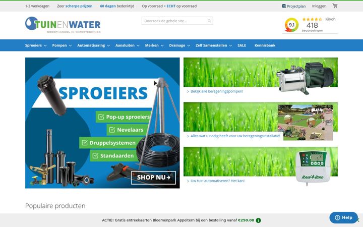Ekrano kopija tuinenwater.shop