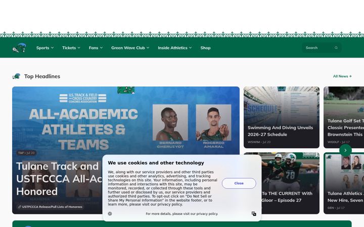 Screenshot von tulanegreenwave.com