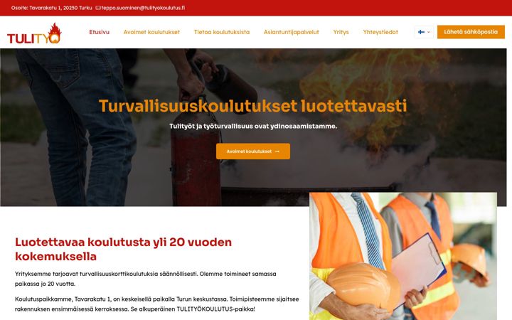 Screenshot von tulityokoulutus.fi