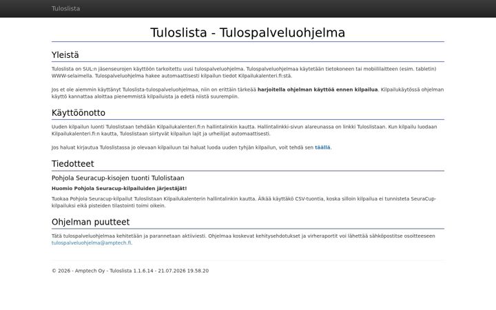 Screenshot of tuloslista.com