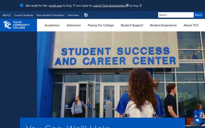 Screenshot of tulsacc.edu