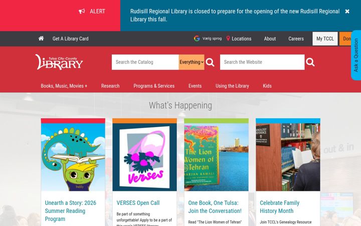 Screenshot of tulsalibrary.org