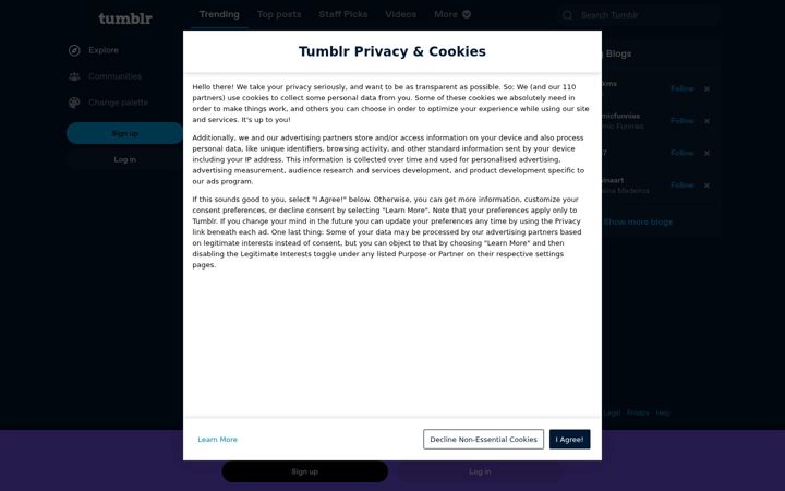 Екранна снимка на tumblr.com