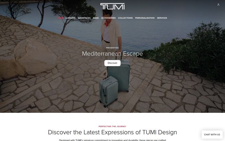 Screenshot ta' tumi.com