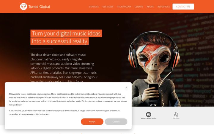 Screenshot of tunedglobal.com