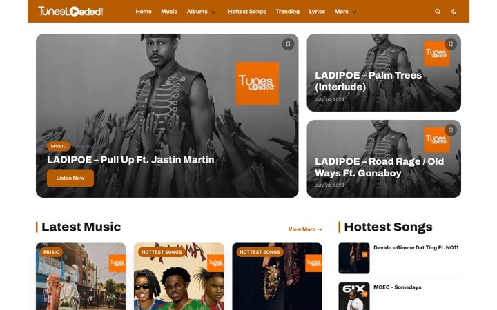 Screenshot of tunesloaded.com
