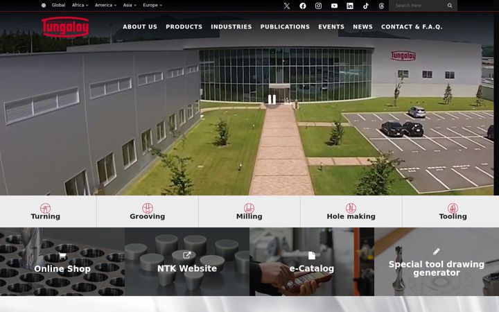 Screenshot of tungaloy.com
